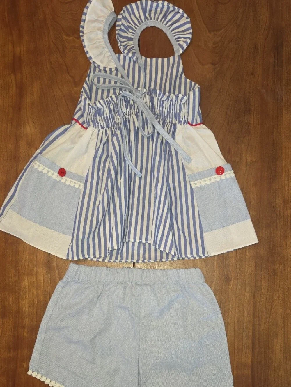 NWOT RICRAC Blue & White Striped Ruffle Outfit